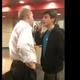 Luke Gatti, right, arguing with a cafeteria manager in a video that went viral last week
YouTube screenshot